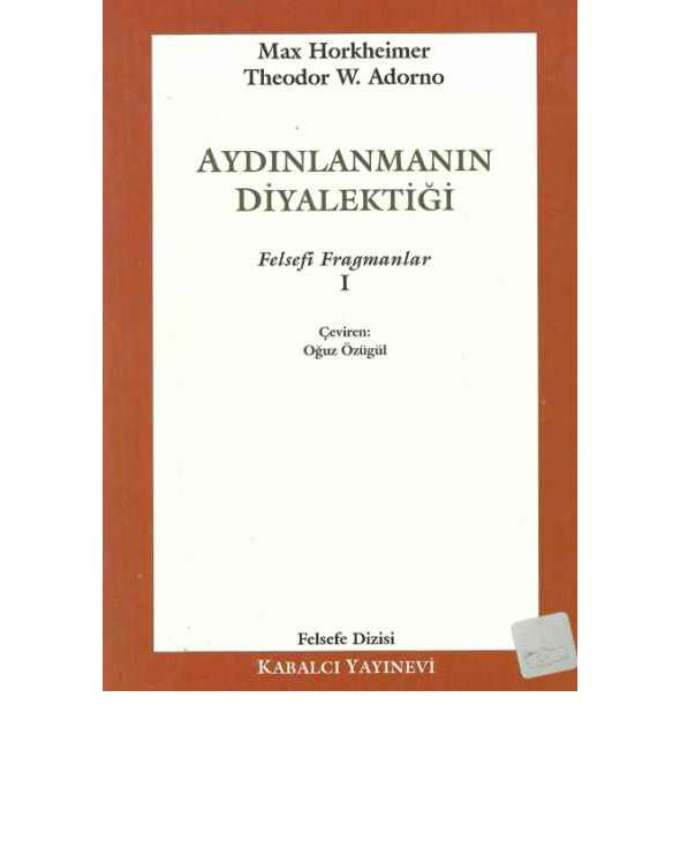 Aydınlanmanın Diyalektiği kapağı